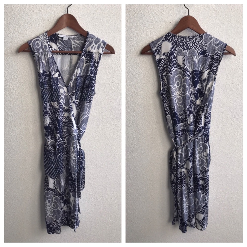 DVF mellany print wrap sleeveless dress